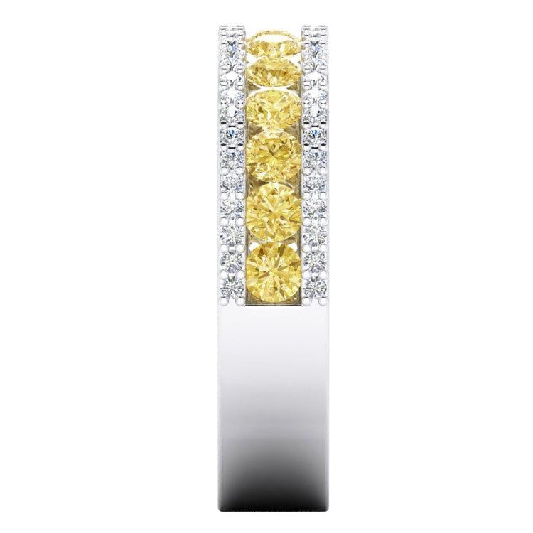 Channel Prong Set Yellow Canary Diamond Band