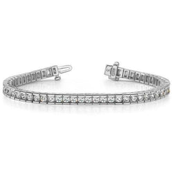 Channel Set 6.60 Ct Round Natural Diamond Tennis Bracelet Solid White Gold 14K