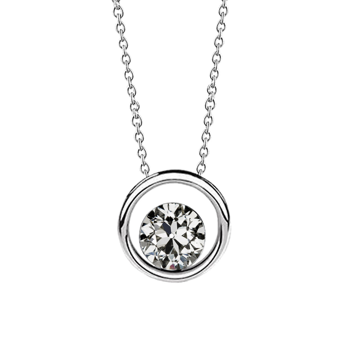 Circle Diamond Pendant 1.50 Carats Old Miner 14K Gold