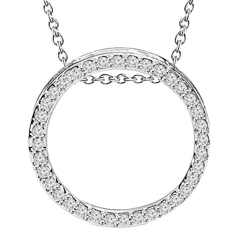 Circle Necklace Pendant 1.90 Carats Round Natural Earth Mined Diamonds White Gold 14K
