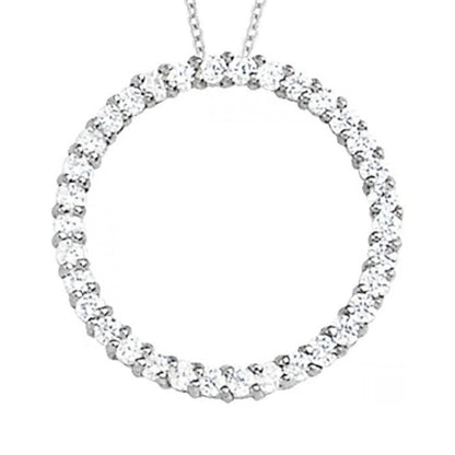 Circle Style Round Natural Earth Mined Diamonds Pendant 1.20 Ct. Without Chain Gold 14K
