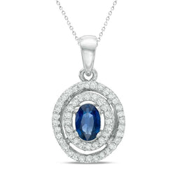 Circle Style Kashmir Sapphire Natural Earth Mined Diamond Pendant Necklace 4 Ct. WG 14K