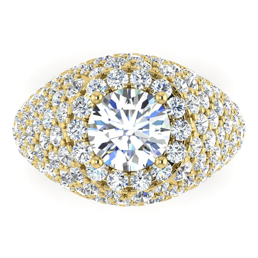 Old Mine Cut Diamond Cluster Ring Gold 6.50 Carats Women's Jewelry