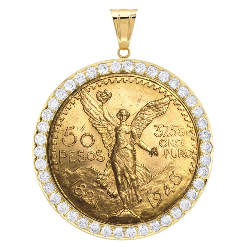 Half Natural Earth Mined Diamond Bezel Dollar Pendant 1 Carat (Coin not included) Gold 14K