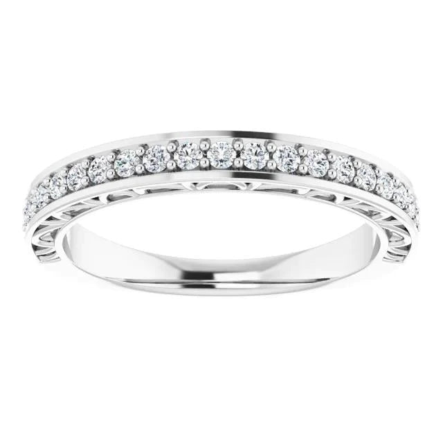 Comfort Fit Diamond Wedding Band Prong Setting 1.10 Carats White Gold