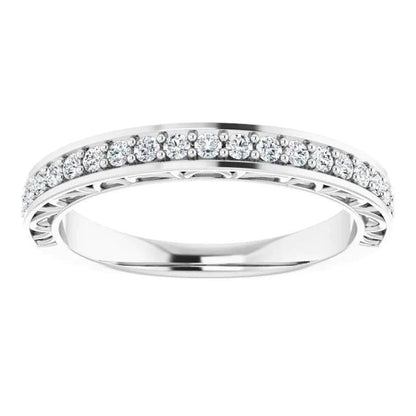 Comfort Fit Diamond Wedding Band Prong Setting 1.10 Carats White Gold