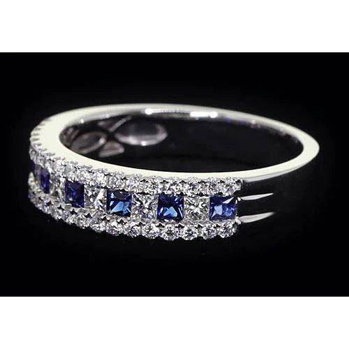 Comfort Fit Eternity Band 3 Ct Accented Blue Sapphire 