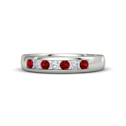 Comfort Fit Ruby Diamond Band 2.50 Carats White Gold 14K