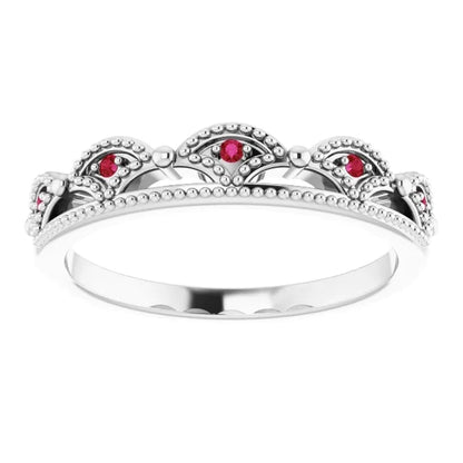 Comfort Fit Ruby Ring Crown Like 1 Carat White Gold 14K