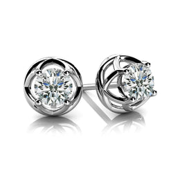 Criss Cross Solitaire Earring 2 Ct Sparkling Round Diamond White Gold