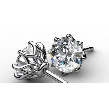 Criss Cross Solitaire Earrings Round Brilliant Diamond Studs 