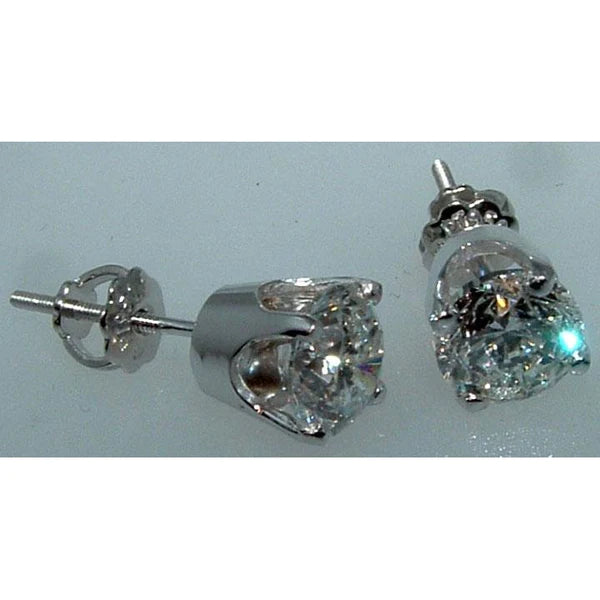 2 Carats Diamond Studs Earrings Crown Setting Women Jewelry Round