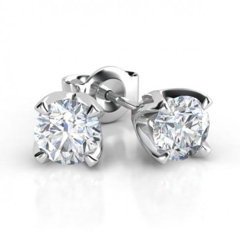 Crown Setting White Gold 14K Studs Earrings New 4 Prongs GIA Certified Lab Grown Diamond