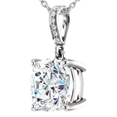 Cushion And Round Cut 3.25 Ct. Natural Earth Mined Diamond Pendant Necklace Gold 14K