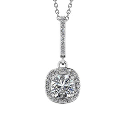 Cushion Cut Diamond Ravishing Drop Pendant Necklace 4.31 Carat WG 14K