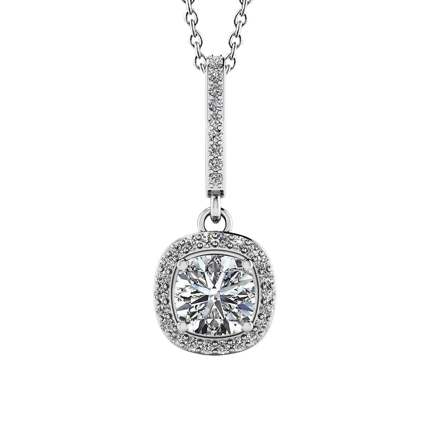 Cushion Cut Lab Grown Diamond Ravishing Drop Pendant Necklace 4.31 Carat WG 14K