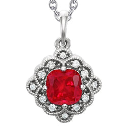 Cushion Cut Red Ruby Diamond Necklace Pendant Jewelry 5.50 Carats