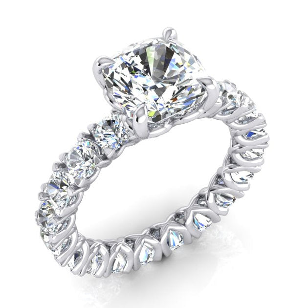 Cushion Anniversary Band Ring 4 Ct. Gold Ladies Jewelry