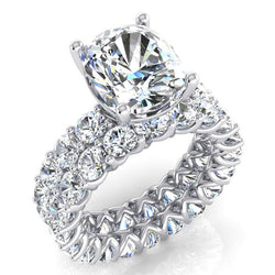 Big Cushion Diamond Engagement Ring Set 12.50 Carats