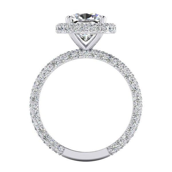 3 Ct. Cushion & Round Diamonds Halo Engagement Ring New