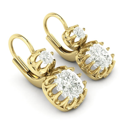 Leverback Drop Earrings Cushion Diamonds
