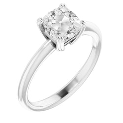 Cushion Mined Natural Real Diamond ( Not Lab Grown ) Old Cut Double Prong Set Engagement Ring 5 Carats