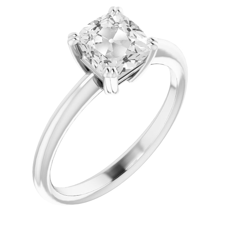 Cushion Diamond Old Cut Double Prong Set Engagement Ring 5 Carats