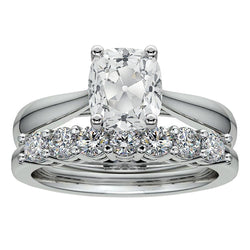 Cushion Natural Earth Mined Diamond Old Cut Engagement Ring Round Band Set 4.75 Carats