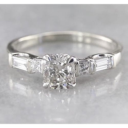 Cushion Eagle Claws Diamond Engagement Ring 1.75 Carats Women Jewelry