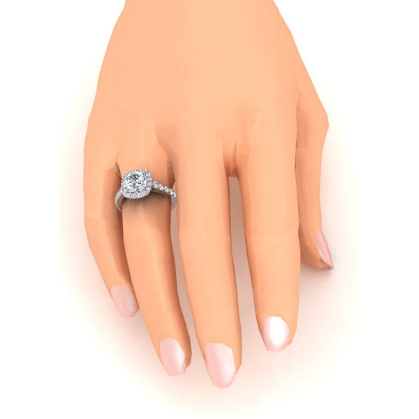 Cushion Halo Diamond Ring Gold 14K Jewelry