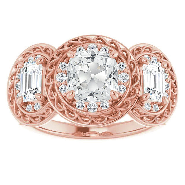 Halo Ring Old Miner Diamond Prong Set