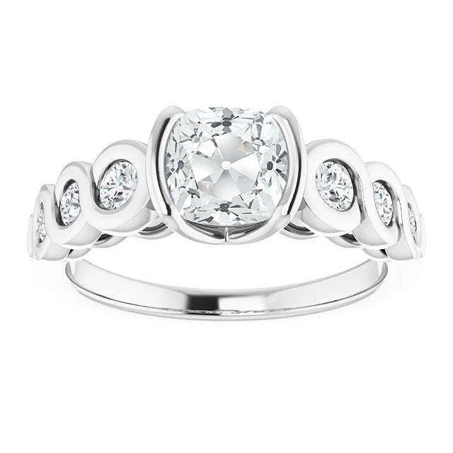White gold Old Miner Diamond Anniversary Ring