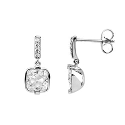 Cushion Old Cut Mined Diamond Drop Earrings Bezel Set Jewelry 4.50 Carats