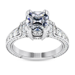 Cushion Old Cut Real Natural Earth Mined Diamond Engagement Ring 14K White Gold 9.50 Carats