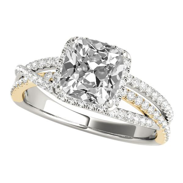 Cushion Old Cut Diamond Halo Ring