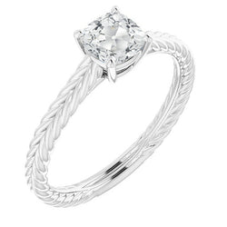 Cushion Old Cut Natural Earth Mined Diamond Solitaire Ring Prong Set Rope Style 3 Carats