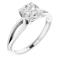 Cushion Old Cut Earth Mined Natural Real Diamond ( Not Lab Grown ) Split Shank Solitaire Ring 5 Carats