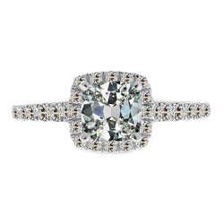 5 Carats Cushion Old Cut Halo Wedding Earth Mined Natural Real Diamond ( Not Lab Grown ) Ring