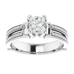 Cushion Old Mine Cut Genuine Natural Earth Mined Diamond Ring Double Prong Channel Set 5.25 Carats