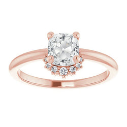 Cushion Old Mine Cut Real Natural Earth Mined Diamond Ring Prong Set Rose Gold Jewelry 4 Carats