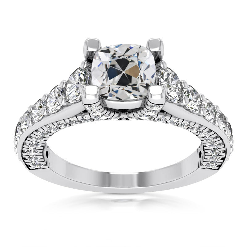 Cushion Old Mine Cut Diamond Ring With Accents