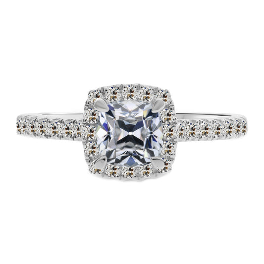Cushion Old Mine Cut Halo Engagement Diamond Ring 5 Carats