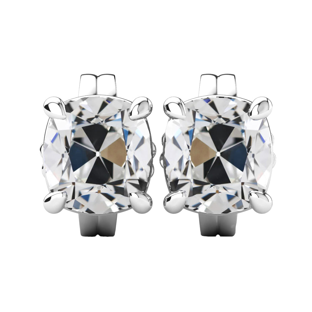 Cushion Old Miner Diamond Drop Earrings 14K Gold 13 Carats