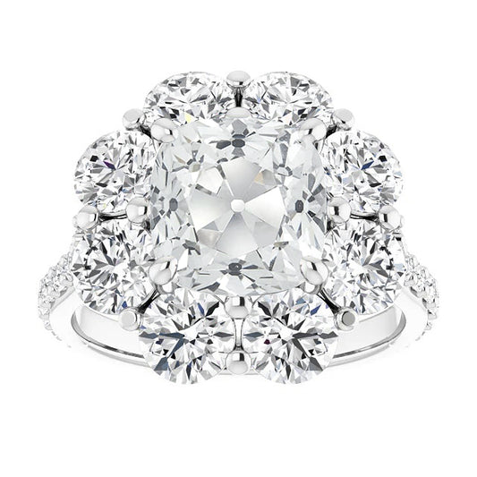 Cushion Old Miner Diamond Halo Ring