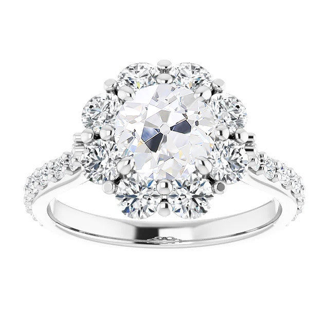 Halo Ring With Accents Old Cut Diamond