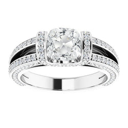 Cushion Old Miner Genuine Natural Earth Mined Diamond Ring Bar Prong Set Split Shank 7.50 Carats