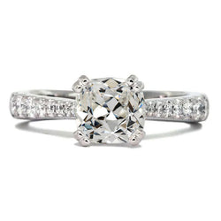 Cushion Old Miner Genuine Natural Earth Mined Diamond Ring Double Prong Tapered Shank 7 Carats