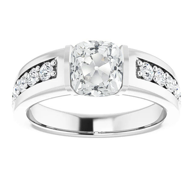 White lady's Old Miner Diamond Ring Surface Prong Set Gold