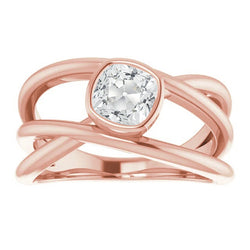 Cushion Old Miner Natural Earth Mined Diamond Solitaire Ring Bezel Set Gold 2.50 Carats