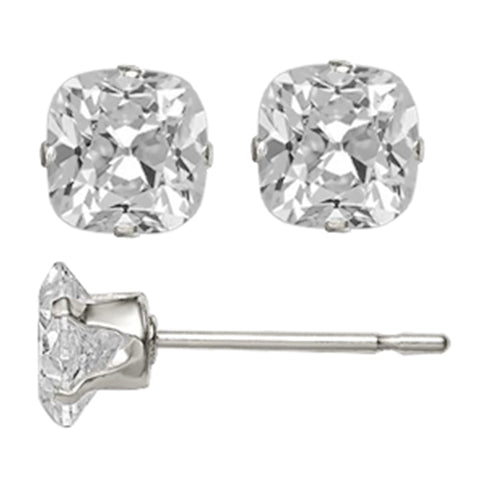 natural cushion diamond 7ct earring front view